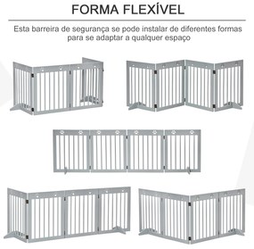 Barreira de Segurança Dobrável para Cães de 4 Painéis com Pés para Portas Escadas Corredor 204x30x61 cm Cinza