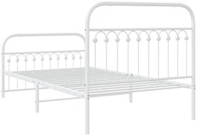 Estrutura de cama com cabeceira e pés 107x203 cm metal branco