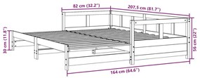 Sofá-cama sem colchão 80x200 cm madeira de pinho castanho cera