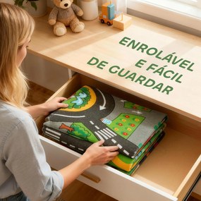 Tapete Infantil Estrada de Cidade 200x150 cm Tapete Educativo Antiderrapante para Bebés Multicor