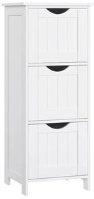 Armário de chão para casa de banho com 3 gavetas. | VASAGLE | 32 x 30 x 81 cm | branco matte | BBC50WT.