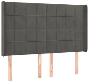 Cama box spring c/ colchão/LED 140x190cm veludo cinzento-escuro