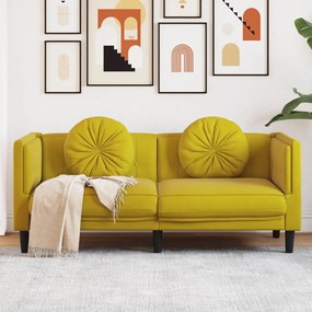vidaXL Sofá com almofadões 2 lugares veludo amarelo