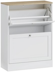 Sapateira Estreita com 2 Portas Sapateira para Entrada com Prateleiras Ajustáveis para 12 Pares de Sapatos 60x24x80 cm Branco