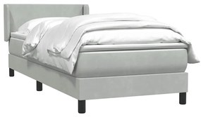 Cama com molas/colchão cinzento-claro 80x210 cm veludo