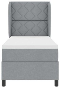 Cama Box com Colchão Cinza Claro, 80x200 cm, Tecido
