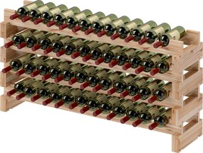 Suporte para Garrafas de Vinho, 114 x 28 x 56,5 cm, Capacidade para 48 Garrafas, Cor Madeira Natural