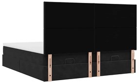 Estrutura de cama otomana com colchões 180x200cm veludo preto