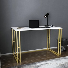 Secretária de Estudo Kane - Dourado e Branco - 120x60x74.8 cm