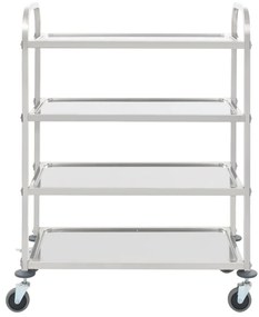 Carrinho de cozinha de 4 níveis 107x55x125 cm aço inoxidável