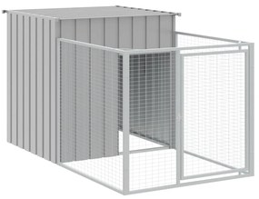 Casota cães c/ parque 110x813x110 cm aço galvaniz. cinza-claro