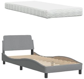 Cama com colchão 80x200 cm tecido cinzento-claro