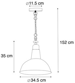 Candeeiro suspenso industrial cobre antigo - GOLIATH Industrial,Retro