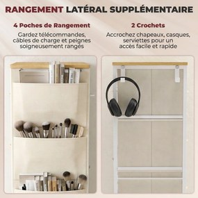 Cómoda de Quarto com 4 Gavetas tecido, 45 x 30 x 94,5 cm, Estrutura em Aço, Bege