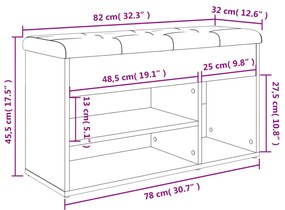 Banco sapateira 82x32x45,5 cm derivados madeira carvalho sonoma