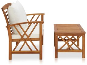 2 pcs conjunto lounge de jardim c/ almofadões acácia maciça
