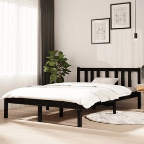 vidaXL Estrutura cama pequena casal 120x190 cm pinho maciço preto