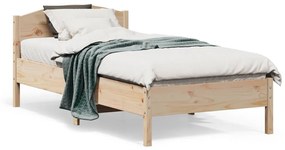 842622 vidaXL Estrutura de cama com cabeceira 90x190 cm pinho maciço