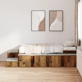 Estrutura de Cama de Armazenamento Madeira Velha 90x200 cm