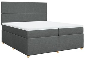 Cama com molas/colchão 200x200 cm tecido cinzento-escuro