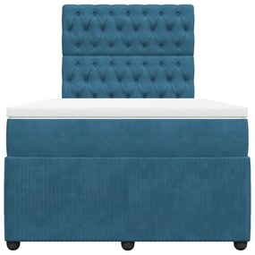 Cama boxspring com colchão 120x190 cm veludo azul