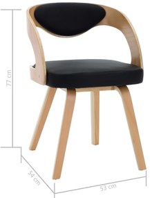 Cadeiras jantar 2 pcs madeira curvada e couro artificial preto