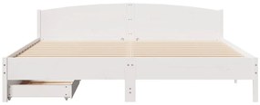 Cama sem colchão 200x200 cm madeira de pinho maciça branco