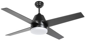 HOMCOM Ventoinha de Teto com Luz 46W Ø129 cm com 4 Lâminas Reversíveis Controlo Remoto 6 Velocidades e Temporizador Preto