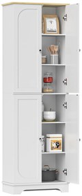 HOMCOM Armário de Cozinha Armário Alto de Cozinha Móvel Auxiliar de Cozinha com 4 Portas e Prateleiras Ajustáveis 60x30x183 cm