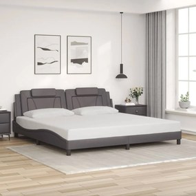vidaXL Estrutura cama c/ cabeceira 200x200cm couro artificial cinzento