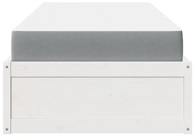 Cama com colchão 90x190 cm madeira de pinho maciça branco