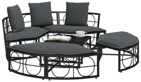 Cama lounge de exterior sem toldo vime PE preto