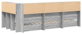 Cama com Estante Cinza Sonoma 90x190 cm Madeira Engenheirada