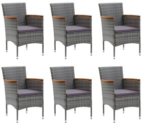 7 pcs conjunto de jantar para jardim cinzento