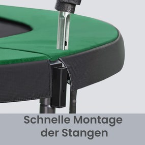 Trampolim de 244 cm de diâmetro, trampolim de jardim com rede de segurança, postes com 180 cm de altura Preto-verde escuro