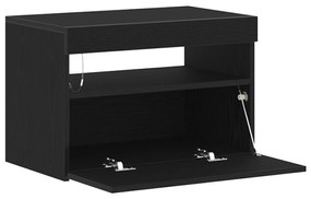 Móvel de TV vidaXL com Luzes LED Carvalho Preto 60x35x40 cm em Madeira