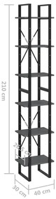 Estante alta 40x30x210 cm madeira de pinho maciça cinzento