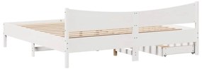 Estrutura de cama c/ gavetas 180x200 cm pinho maciça branco