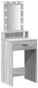 Mesa de maquilhagem vidaXL com luzes LED cinzento sonoma 50x41x140 cm