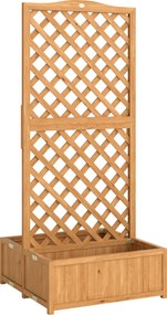 Outsunny Floreira com Treliça de Madeira com 2 Caixas Dobráveis Base de Ripas Vaso Elevado 73x70x170 cm Madeira | Aosom Portugal