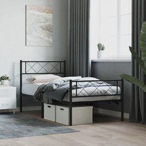 Estrutura de cama com cabeceira e pés 90x190 cm metal preto