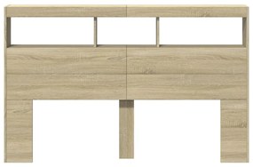 Armário de cabeceira c/ luzes LED 160x17x102 cm carvalho sonoma