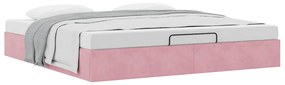 Estrutura de cama otomana sem colchão 200x200 cm veludo rosa