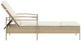 Espreguiçadeira com almofadão 63x200x81 cm vime PE bege