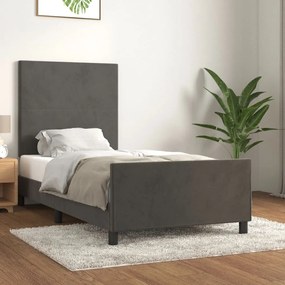 Estrutura de cama sem colchão 80x200 cm veludo cinzento-escuro