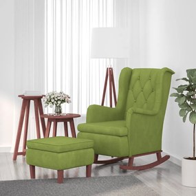 vidaXL Poltrona com pernas de baloiço e banco veludo verde-claro