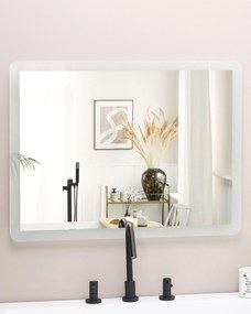 Espelho de parede prateado com iluminação LED 60 x 80 cm CORROY Beliani