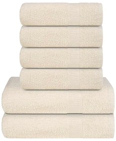 6 pcs Conjunto de toalhas 360 gsm 100% algodão creme
