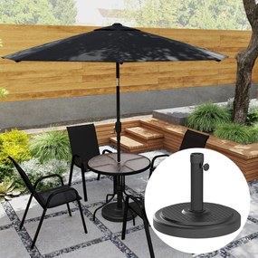 Base para guarda-sol de exterior Ø 48 x 38,5 cm para mastros com Ø 38 e 48 mm, peso líquido 22 kg, em metal preta