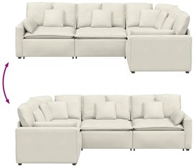 Sofá modular com almofadas veludo creme